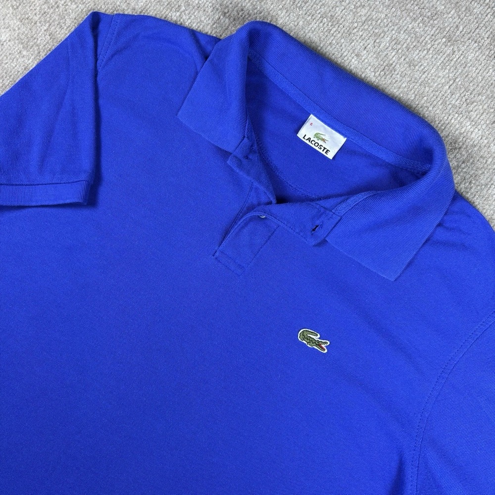 Lacoste Polo Shirt Mens Size 6 Blue Short Sleeve Classic Crocodile Cotton Blend